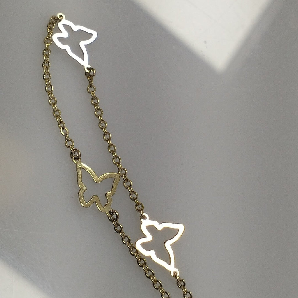 PULSERA ESPECIAL C MARIPOSAS 14K 18 CM 1.7 GR (NUEVO)