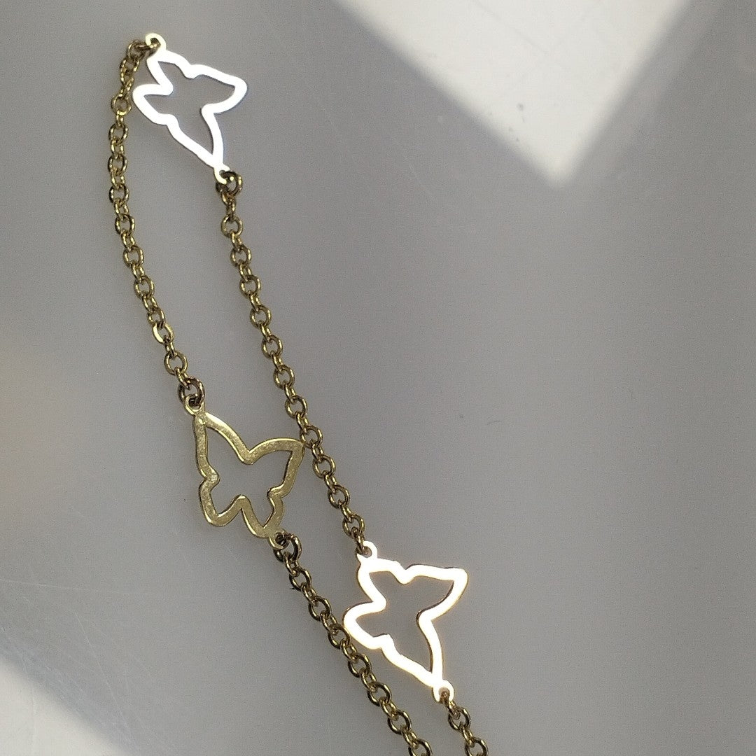 PULSERA ESPECIAL C MARIPOSAS 14K 18 CM 1.7 GR (NUEVO)