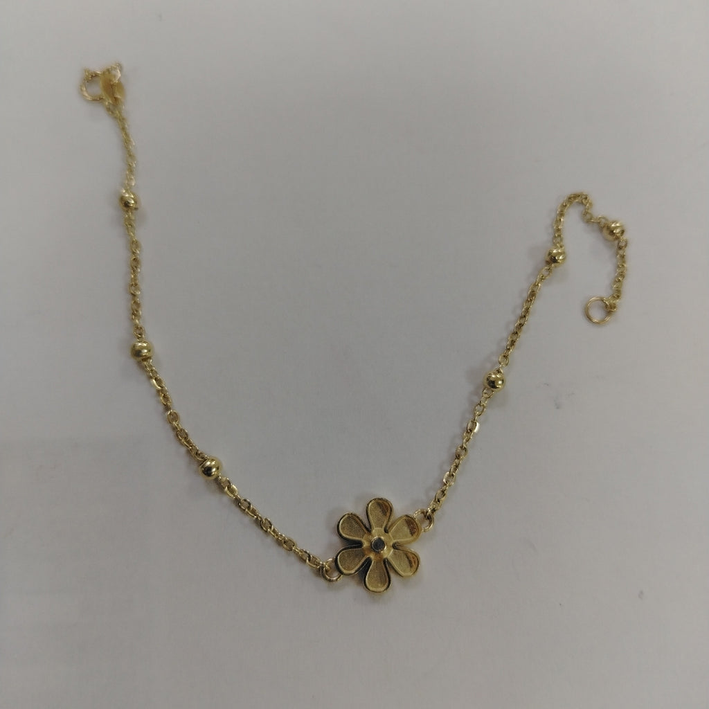 PULSERA TEJIDO ESPECIAL FLOR CON CIRCONIA 14K 18 CM 2.5 GR (NUEVO)