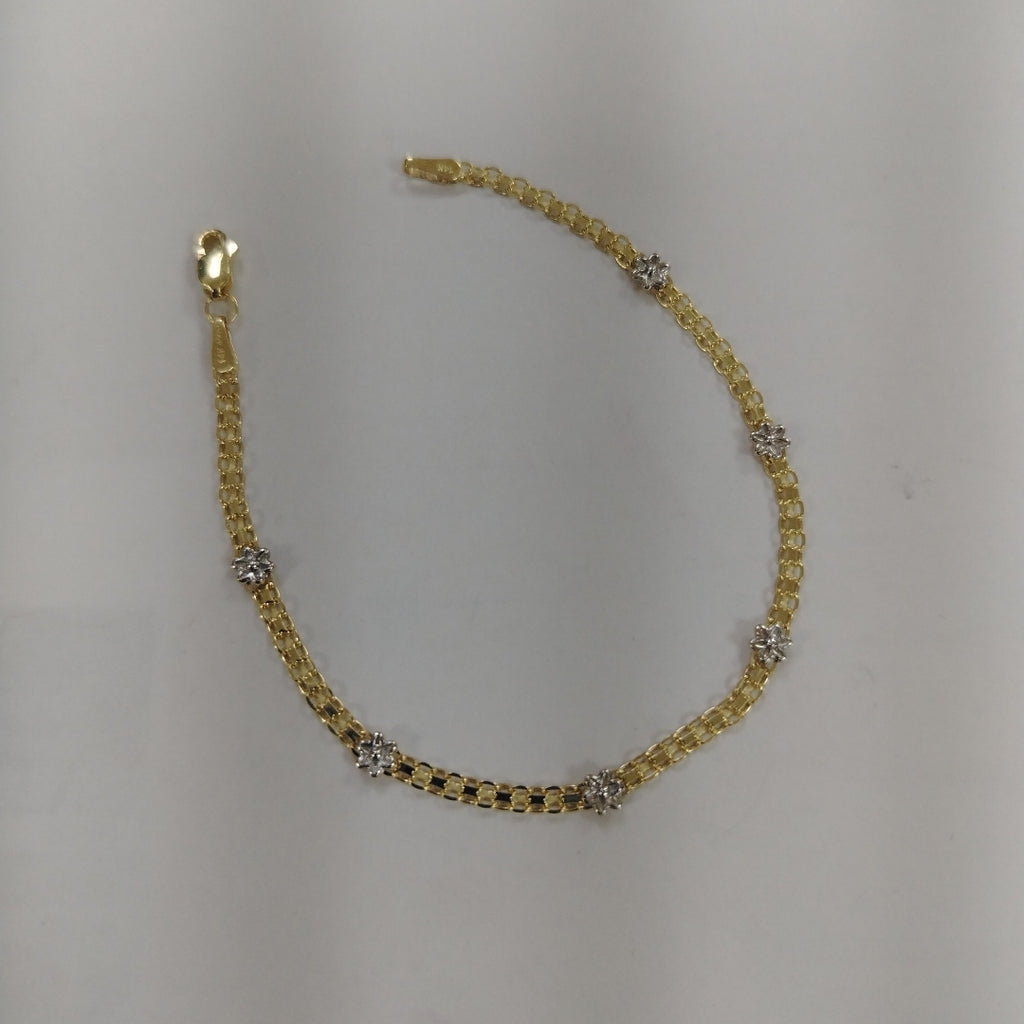 PULSERA ESPECIAL C FLORES 14K 18 CM 3 GR (NUEVO)