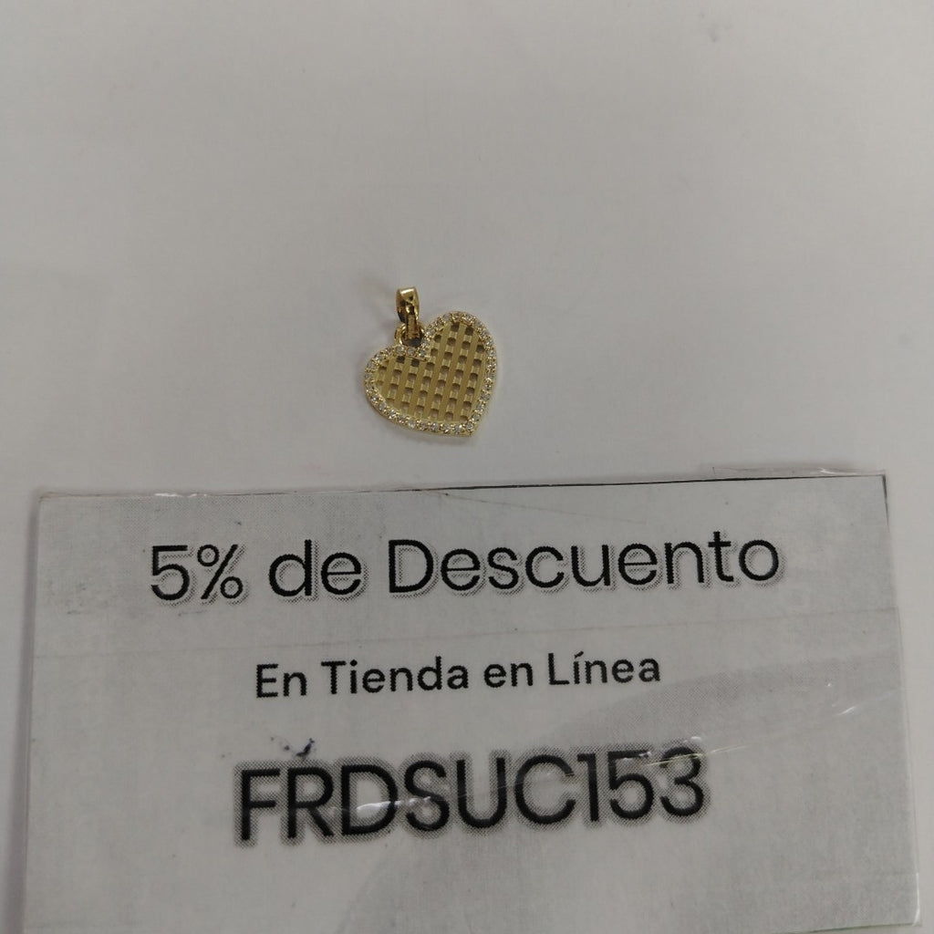 DIJE TEJIDO CORAZON CON CERCO DE CIRCONIAS 14K 1.1 GR (NUEVO)
