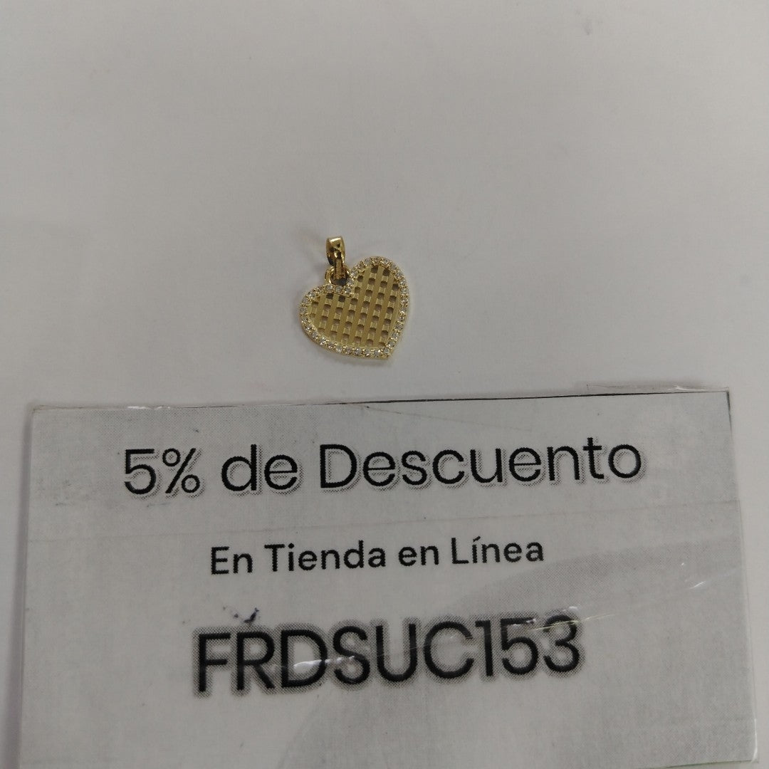 DIJE TEJIDO CORAZON CON CERCO DE CIRCONIAS 14K 1.1 GR (NUEVO)