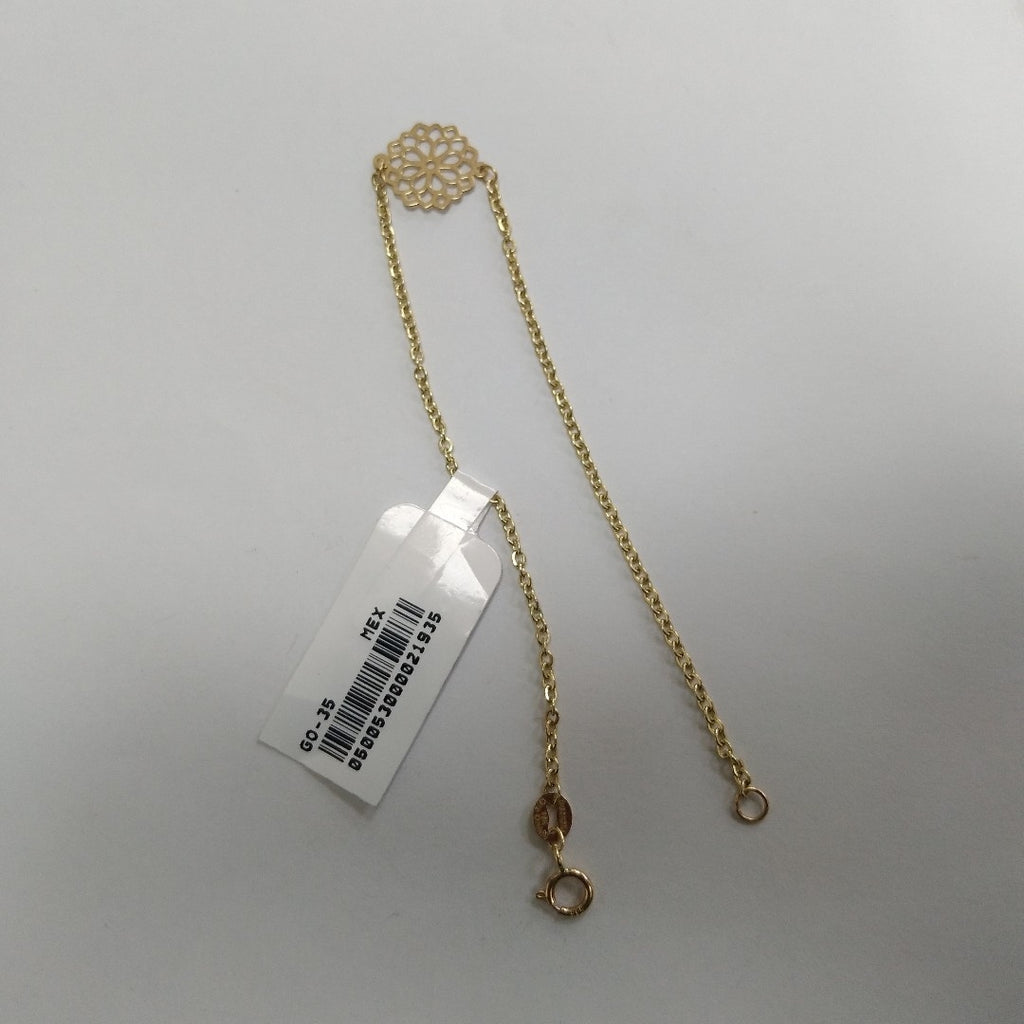 PULSERA TEJIDO ESPECIAL CON MANDALA 14K 18 CM 1.3 GR (NUEVO)