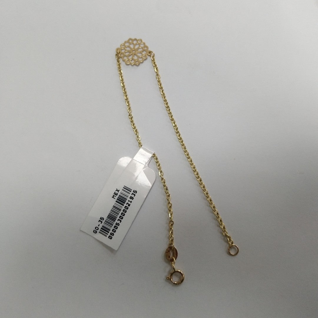 PULSERA TEJIDO ESPECIAL CON MANDALA 14K 18 CM 1.3 GR (NUEVO)
