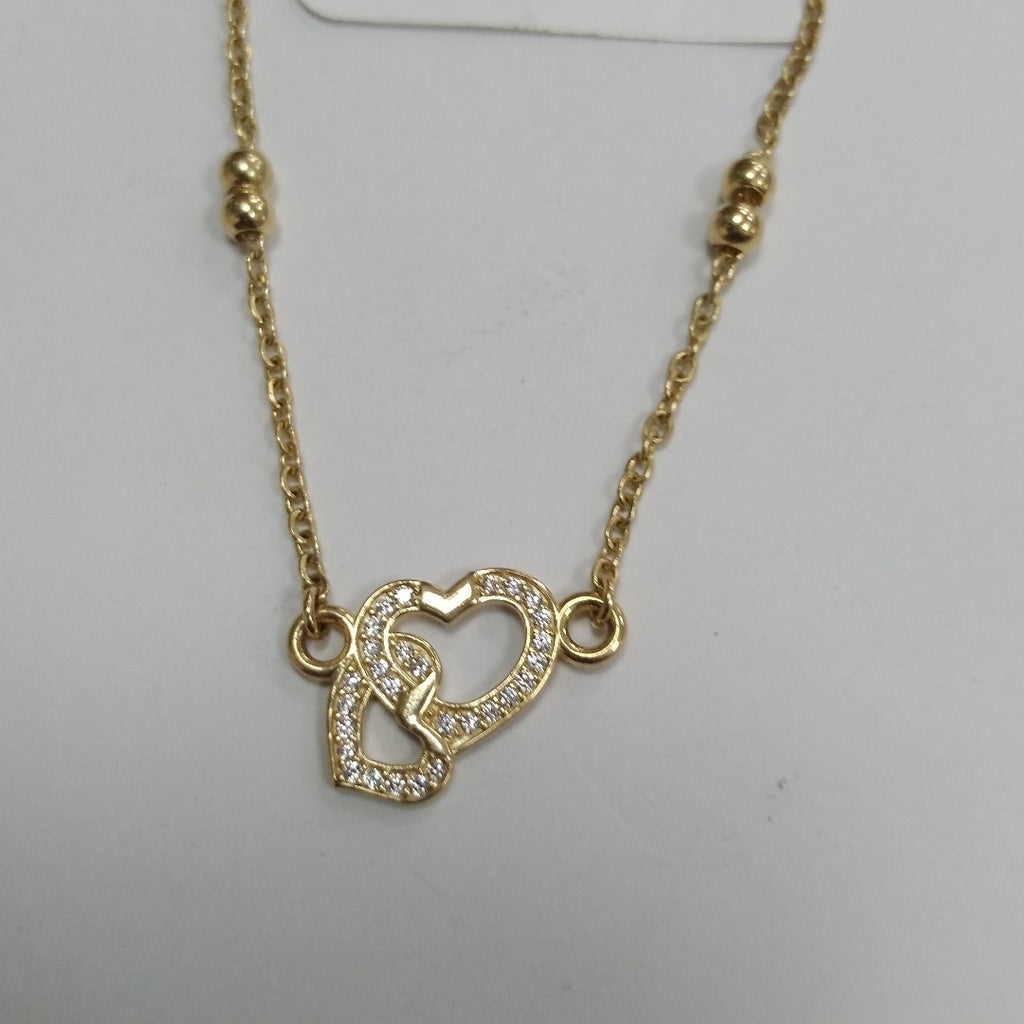 PULSERA TEJIDO ESPECIAL CORAZONES CON CIRCONIAS 14K 18 CM 2.4 GR (NUEVO)