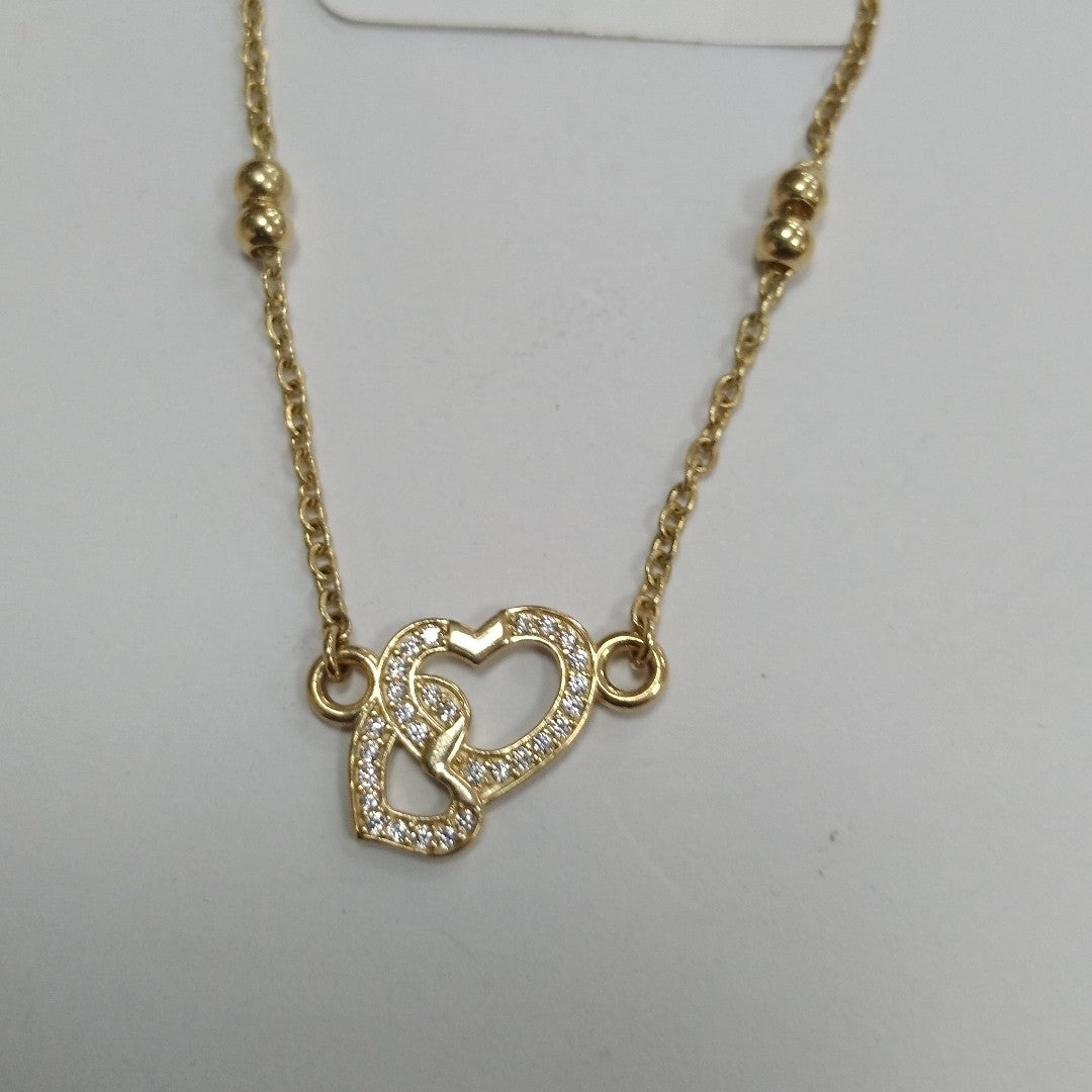 PULSERA TEJIDO ESPECIAL CORAZONES CON CIRCONIAS 14K 18 CM 2.4 GR (NUEVO)