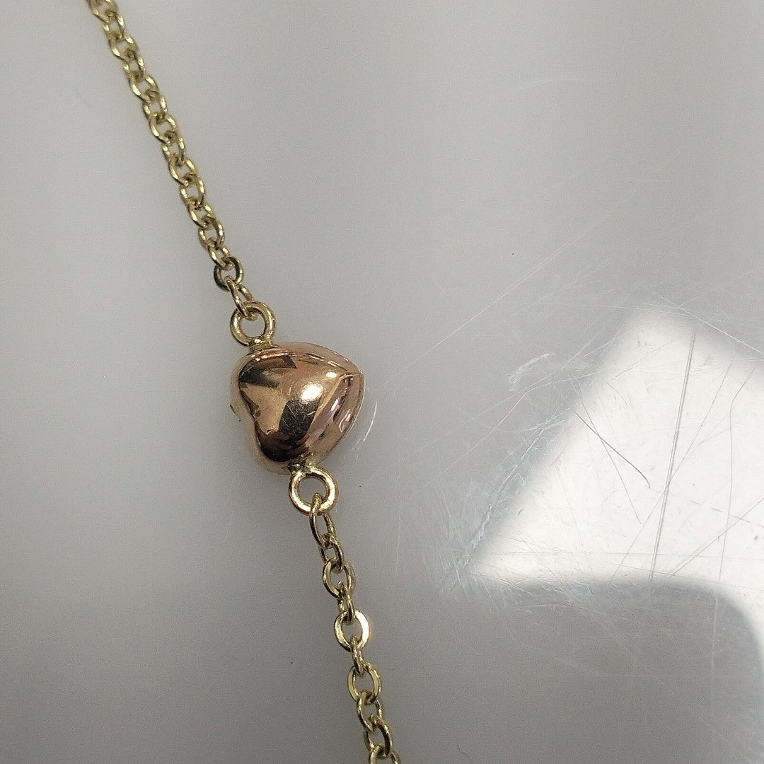 PULSERA ESP CON CORAZONES COMBINADOS 14K 18 CM 1.6 GR (NUEVO)