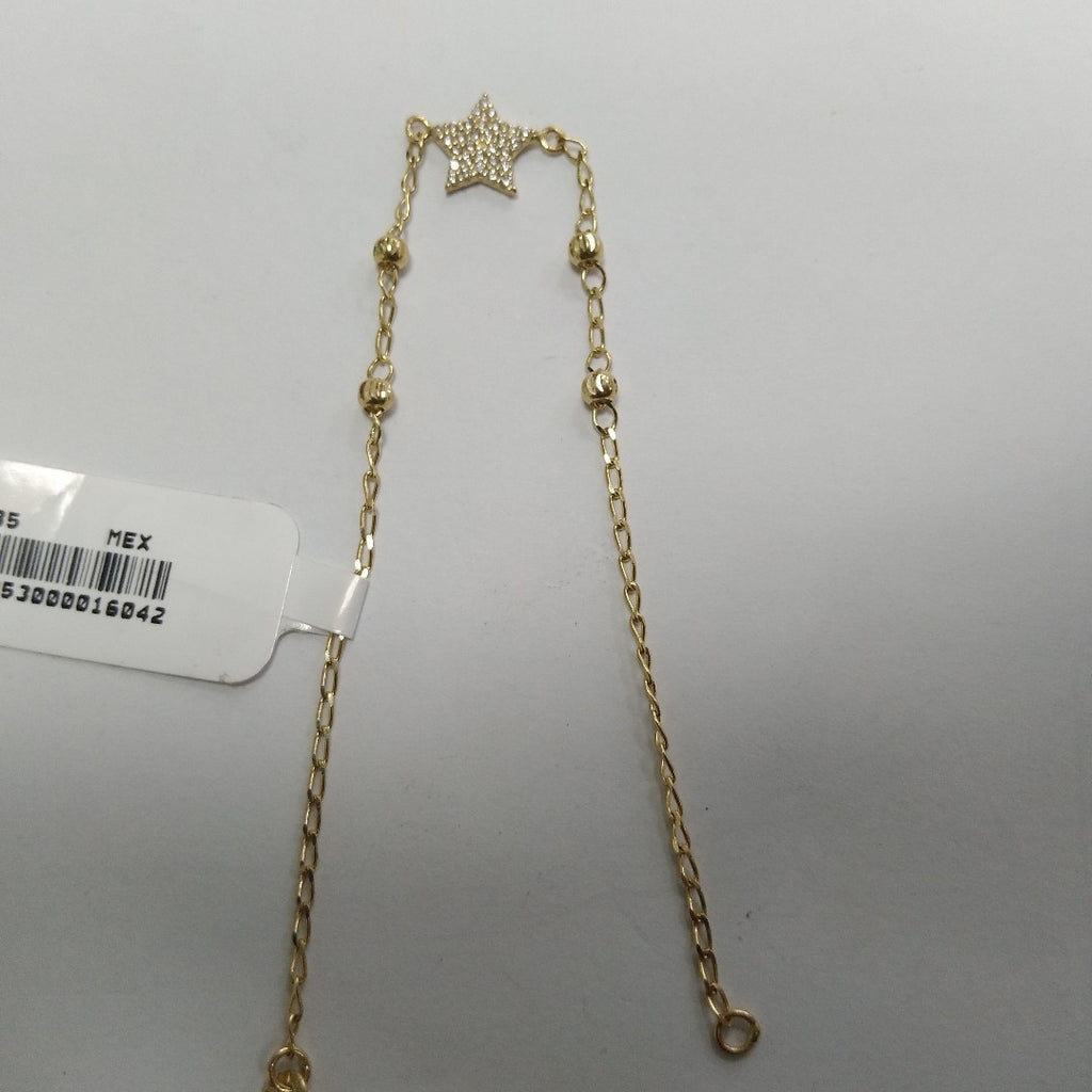 PULSERA ESPECIAL CON ESTRELLA Y CIRCONIAS 14K 18 CM 1.5 GR (NUEVO)