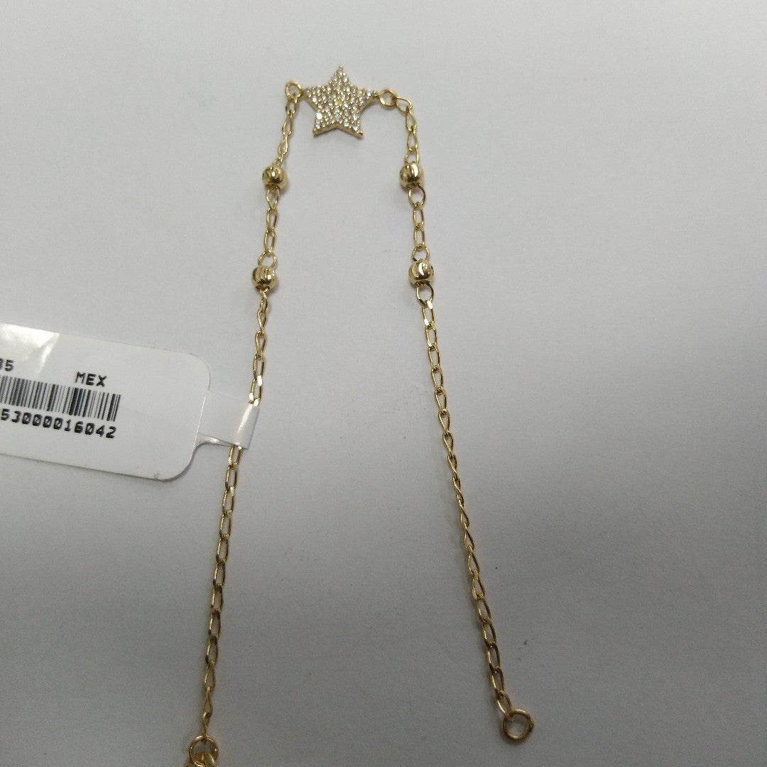 PULSERA ESPECIAL CON ESTRELLA Y CIRCONIAS 14K 18 CM 1.5 GR (NUEVO)