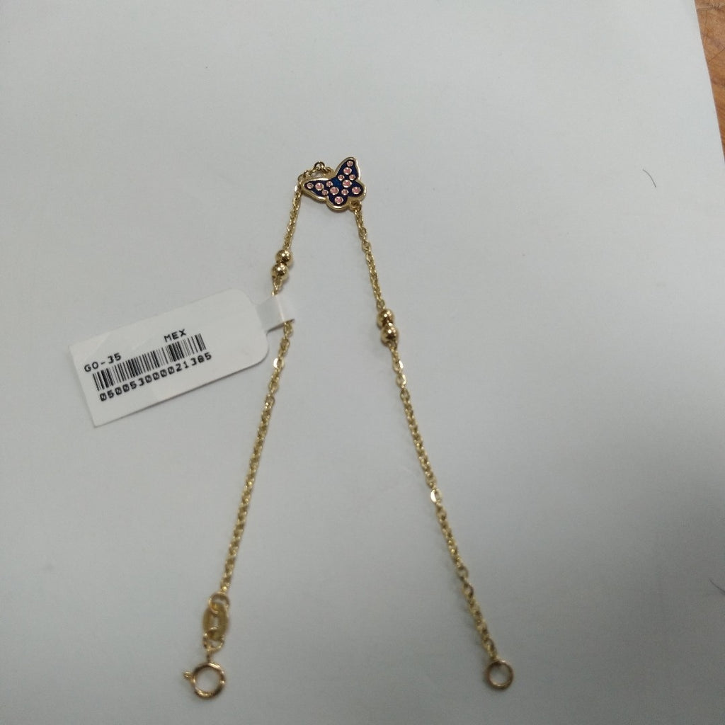 PULSERA TEJIDO ESPECIAL MARIPOSA CON ESMALTE 14K 18 CM 1.8 GR (NUEVO)