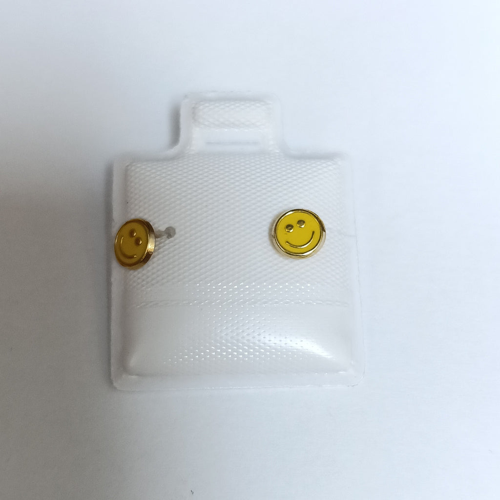 BROQUELES BROQUEL FIG SONRISA ESMALTE AMARILLO 14K 0.2074 GR (NUEVO)