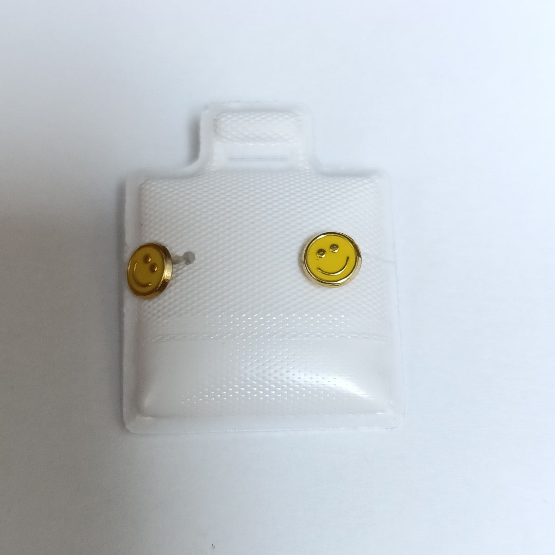 BROQUELES BROQUEL FIG SONRISA ESMALTE AMARILLO 14K 0.2074 GR (NUEVO)