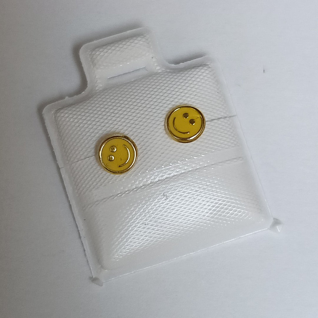 BROQUELES BROQUEL FIG SONRISA ESMALTE AMARILLO 14K 0.2074 GR (NUEVO)