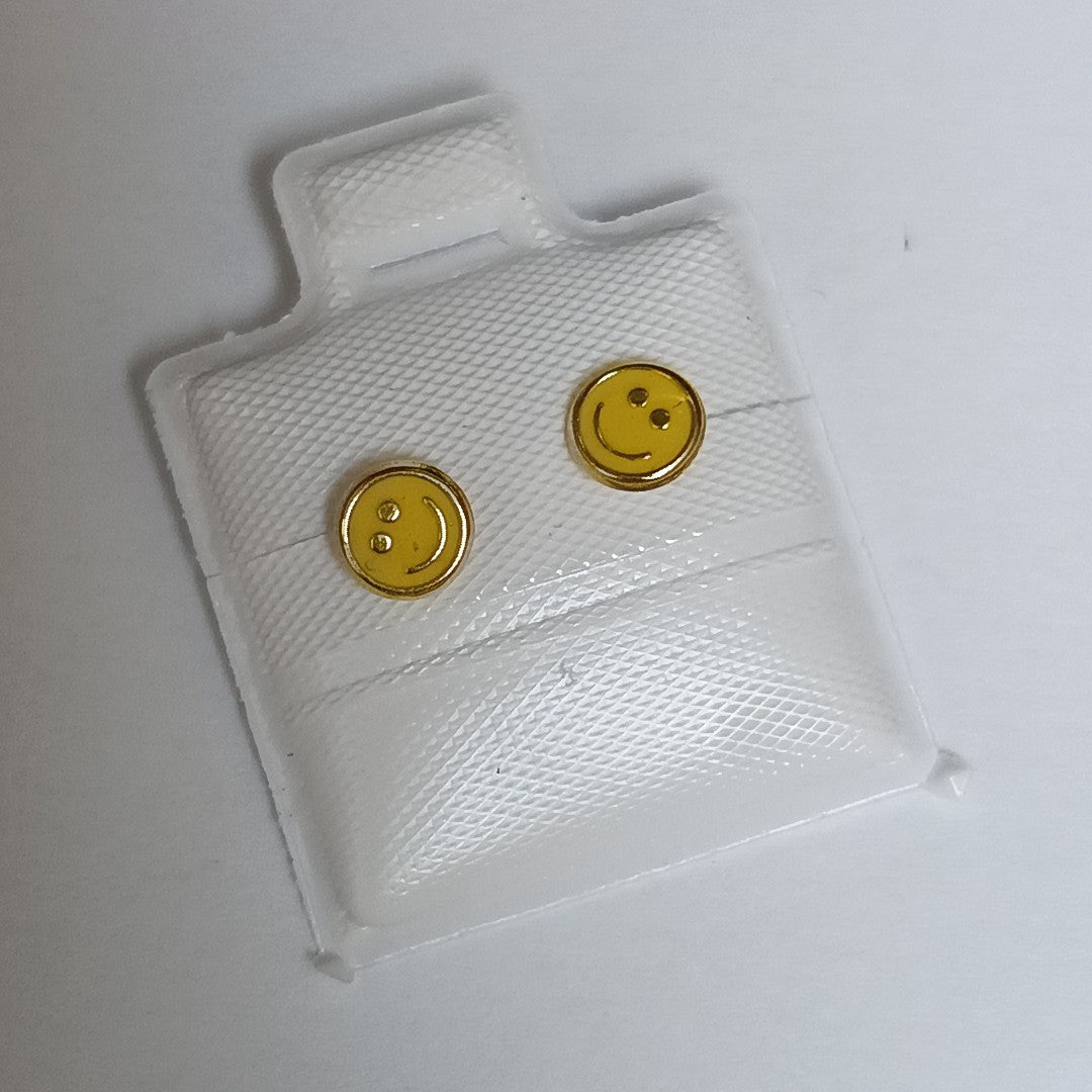 BROQUELES BROQUEL FIG SONRISA ESMALTE AMARILLO 14K 0.2074 GR (NUEVO)