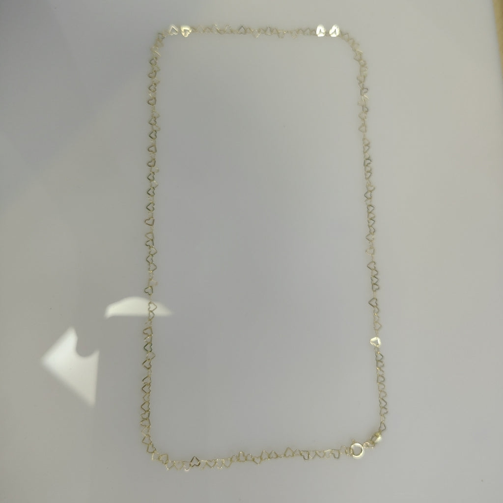 CADENAS TEJIDO CORAZONES ORO 10K 50 CM 2.4 GR (NUEVO)
