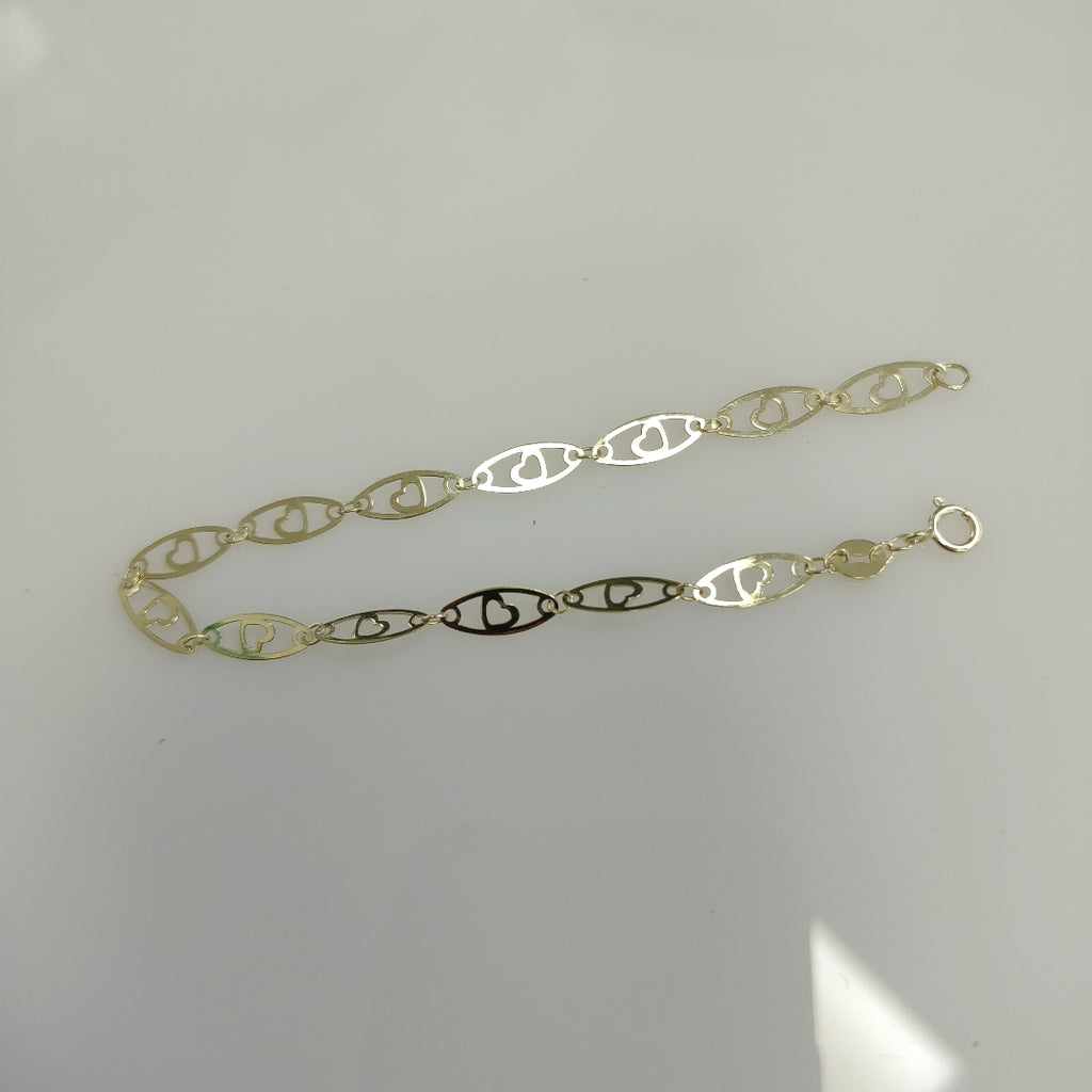 PULSERA TEJIDO ESPECIAL CON CORAZON 14K 18 CM 1.3 GR (NUEVO)