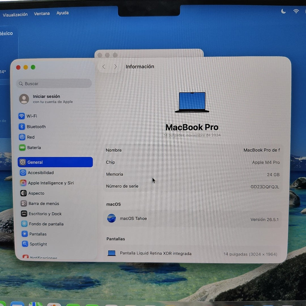 LAPTOP APPLE MACBOOK PRO 14" 2024 4.5  A3401(12 CPU/16 GPU) 1 TB SSD 24 GB RAM (SEMINUEVO)