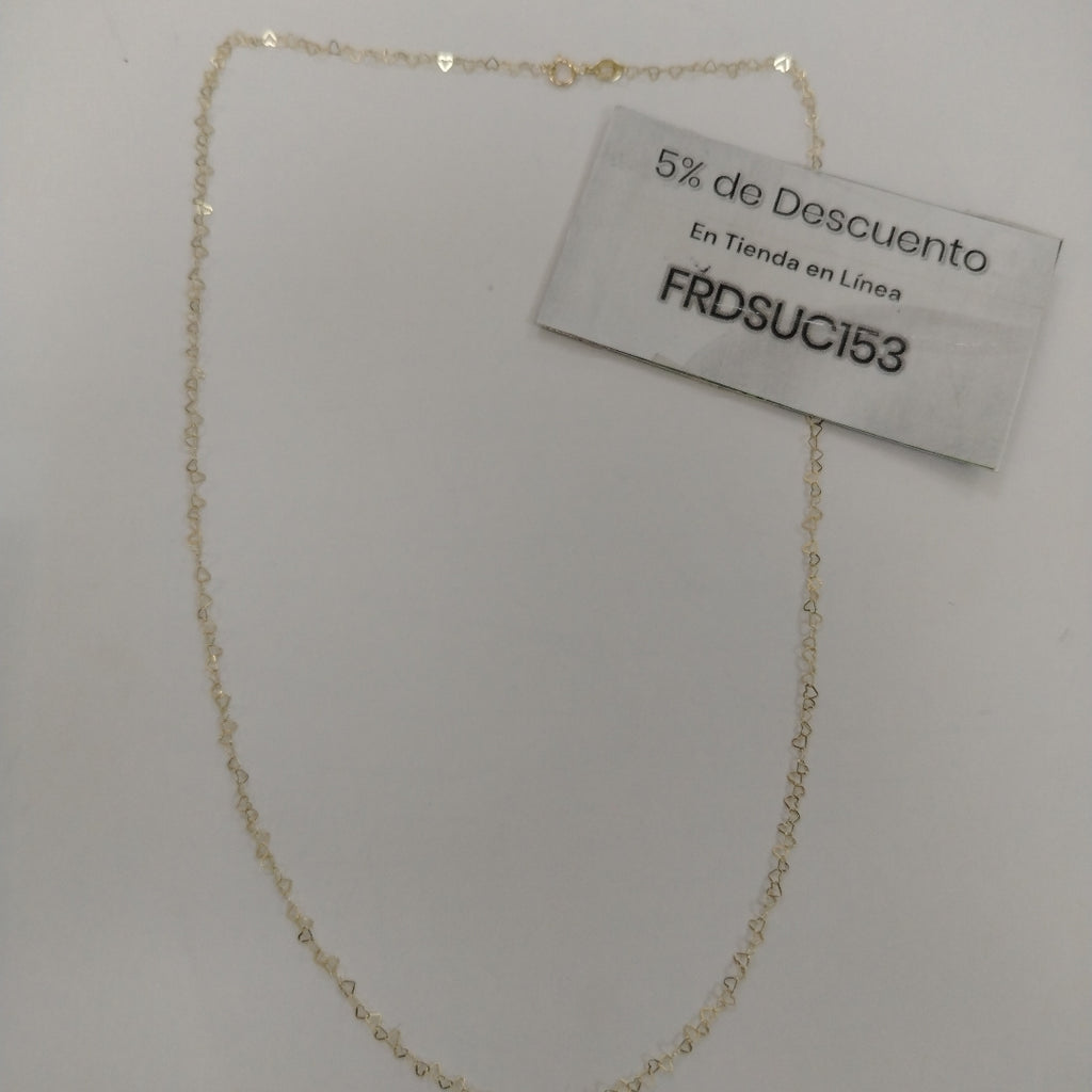 CADENAS TEJIDO CORAZONES ORO 10K 55 CM 1.6 GR (NUEVO)