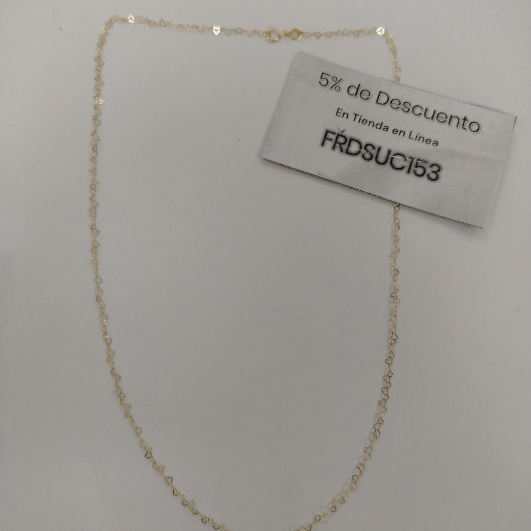 CADENAS TEJIDO CORAZONES ORO 10K 55 CM 1.6 GR (NUEVO)