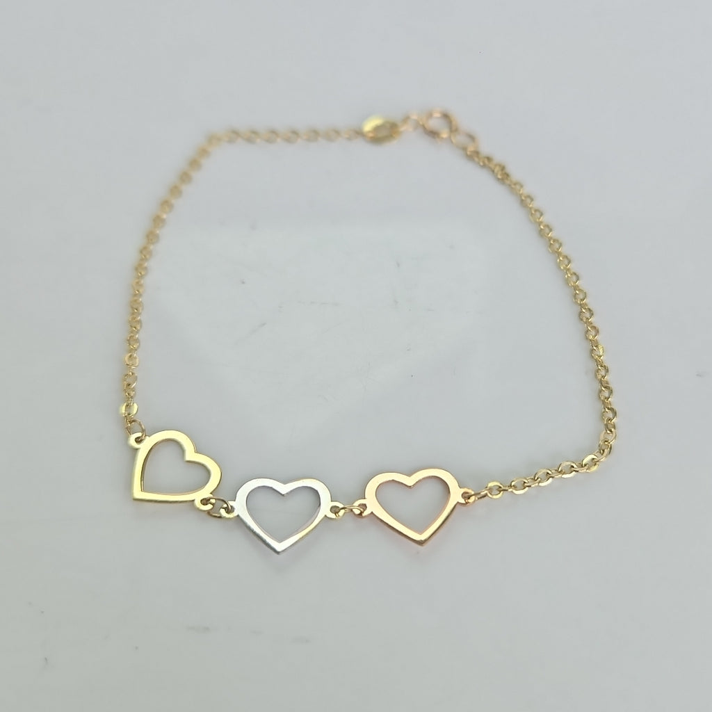 PULSERA ESPECIAL CON CORAZONES 14K 18 CM 1.4 GR (NUEVO)