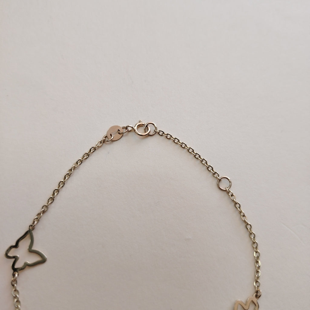 PULSERA ESPECIAL C MARIPOSAS 14K 18 CM 1.7 GR (NUEVO)