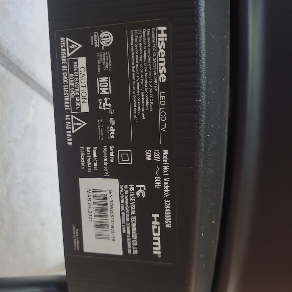 PANTALLA HISENSE 32H4000GM (2021) 32" LED HD (SEMINUEVO)