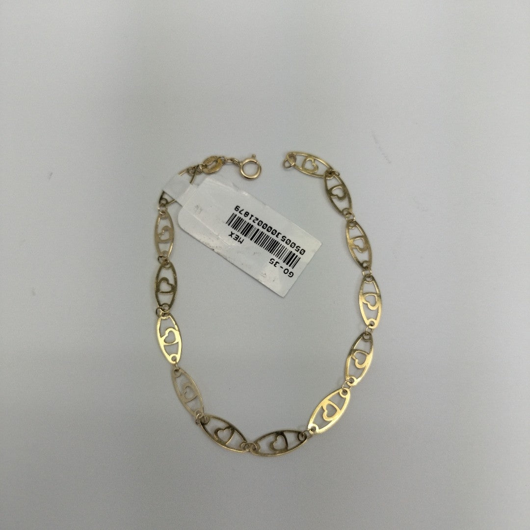 PULSERA TEJIDO ESPECIAL CON CORAZON 14K 18 CM 1.4 GR (NUEVO)