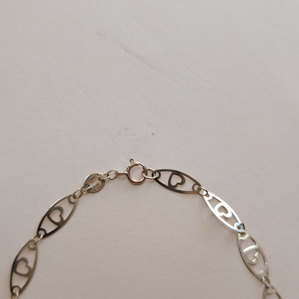 PULSERA TEJIDO ESPECIAL CON CORAZON 14K 18 CM 1.3 GR (NUEVO)