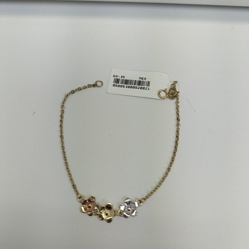 PULSERA TEJIDO ESPECIAL FIG FLORES 14K 18 CM 2 GR (NUEVO)