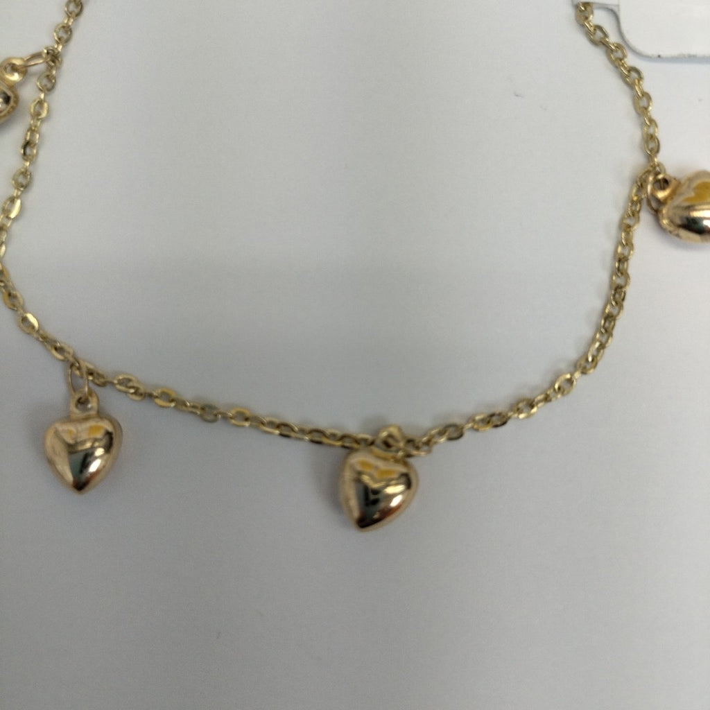 PULSERA ESP CON FIG CORAZONES 14K 18 CM 1.8 GR (NUEVO)
