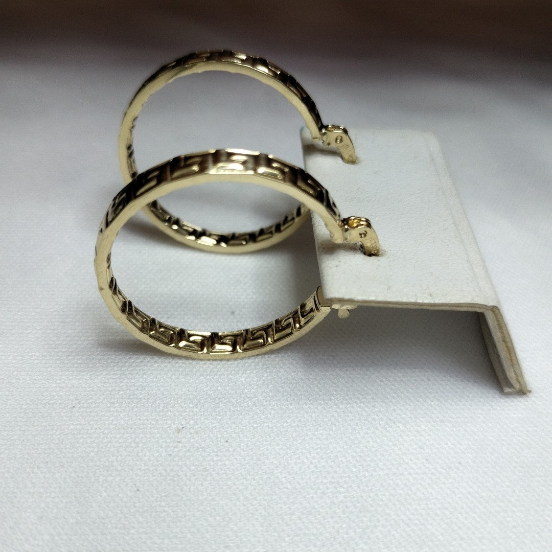 ARETES TEJIDO ARRACADA CON GRECAS 14K 2.7 GR (NUEVO)