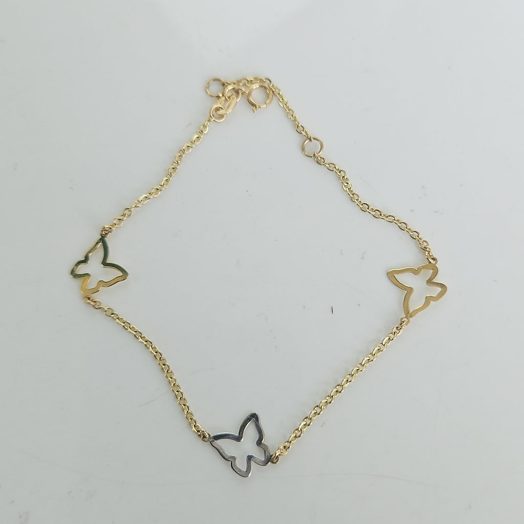 PULSERA ESPECIAL C MARIPOSAS 14K 18 CM 1.7 GR (NUEVO)