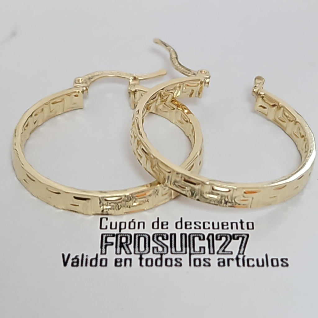 ARETES TEJIDO ARRACADA CON GRECAS 14K 2.7 GR (NUEVO)