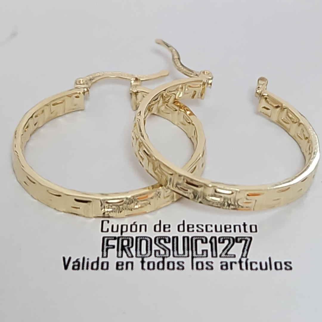 ARETES TEJIDO ARRACADA CON GRECAS 14K 2.7 GR (NUEVO)