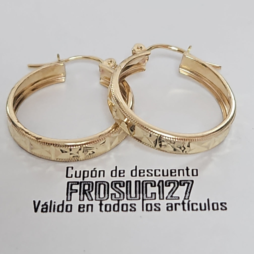 ARETES ARRACADAS LABRADAS 10K 2.4 GR (NUEVO)