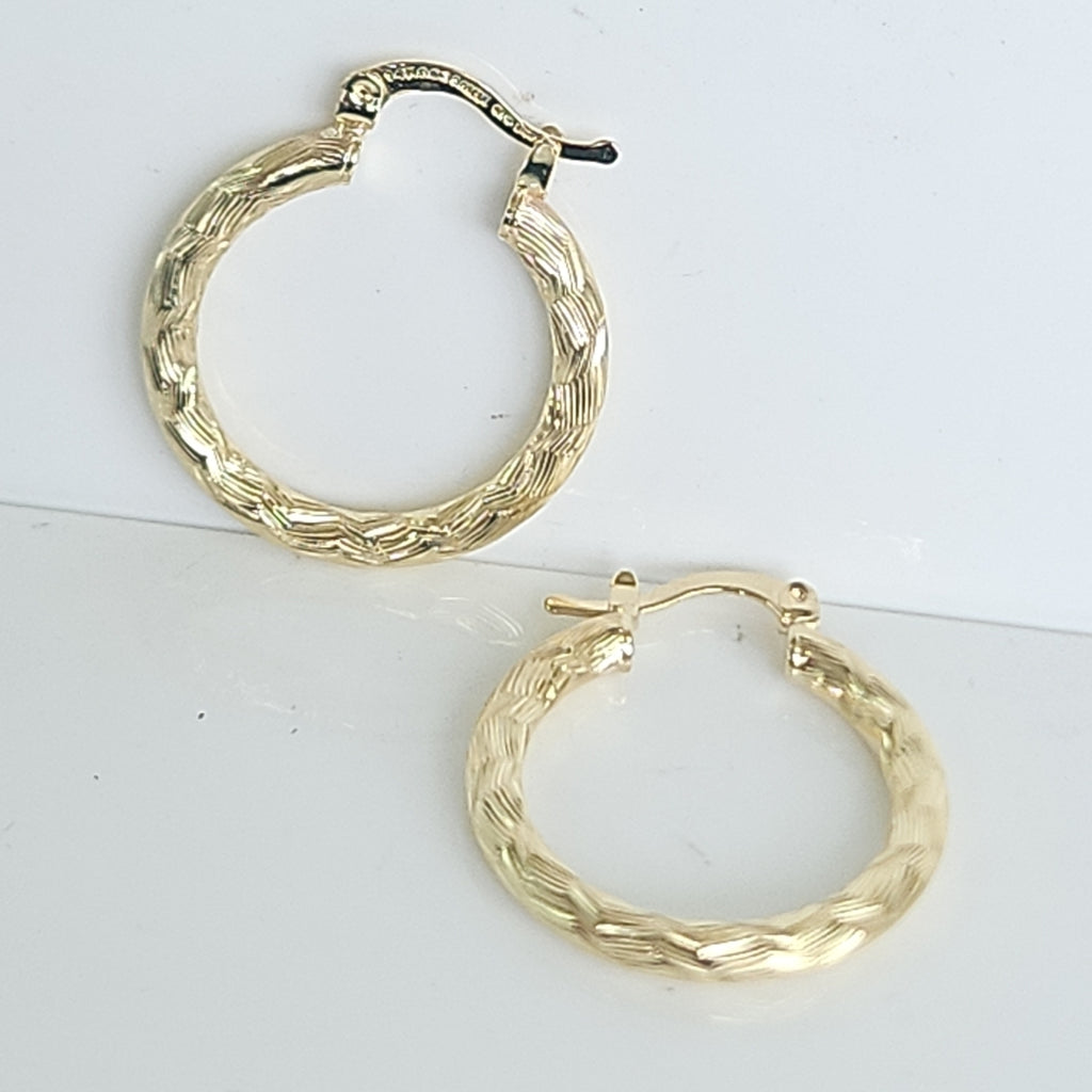 ARETES TEJIDO ARRACADA LABRADA 14K 2.7 GR (NUEVO)