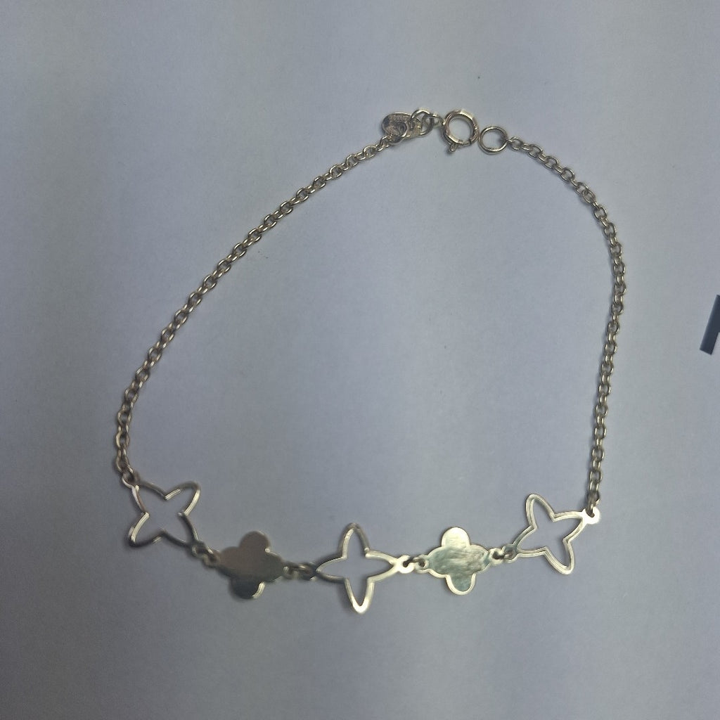 PULSERA TEJIDO ESP CON TREBOL 14K 18 CM 1.5 GR (NUEVO)
