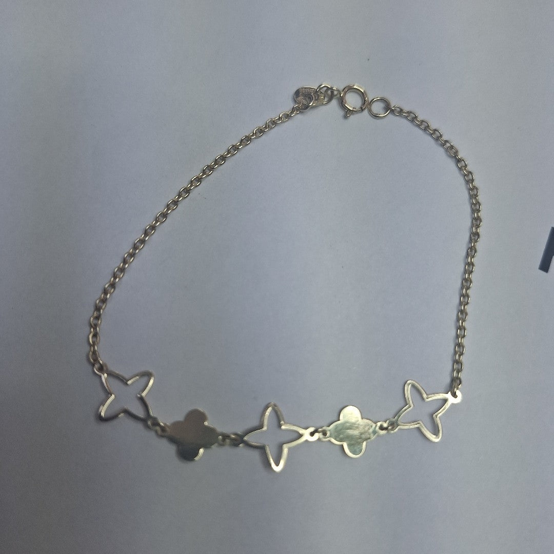 PULSERA TEJIDO ESP CON TREBOL 14K 18 CM 1.5 GR (NUEVO)