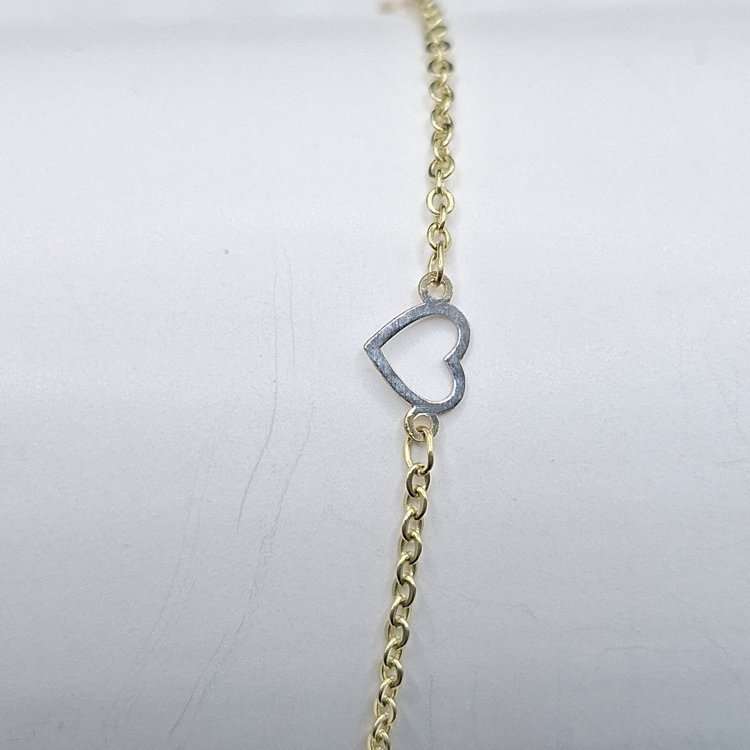 PULSERA ESPECIAL CON CORAZONES 14K 18 CM 1.2 GR (NUEVO)