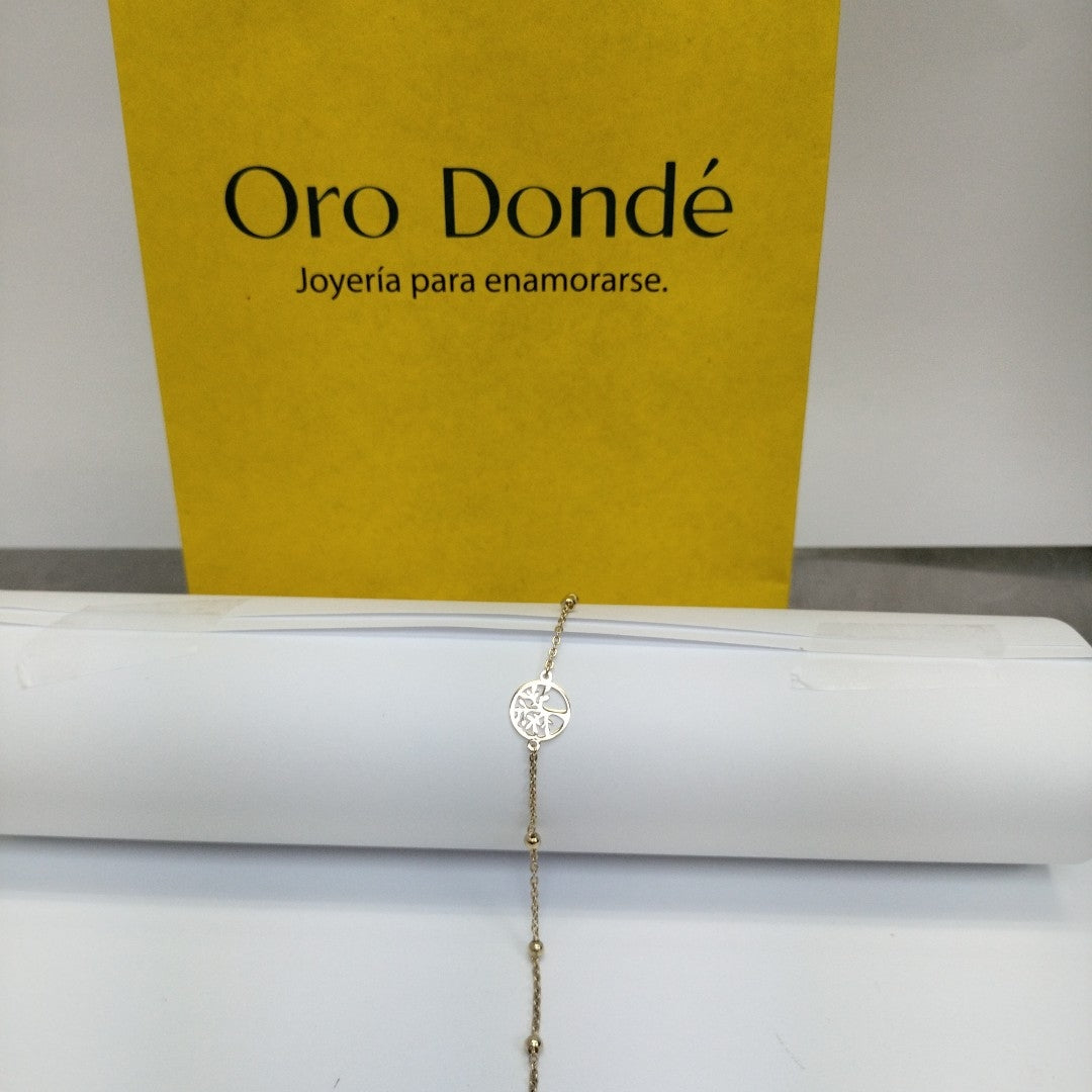 PULSERA TEJIDO ESPECIAL ARBOL 14K 18 CM 1.8 GR (NUEVO)