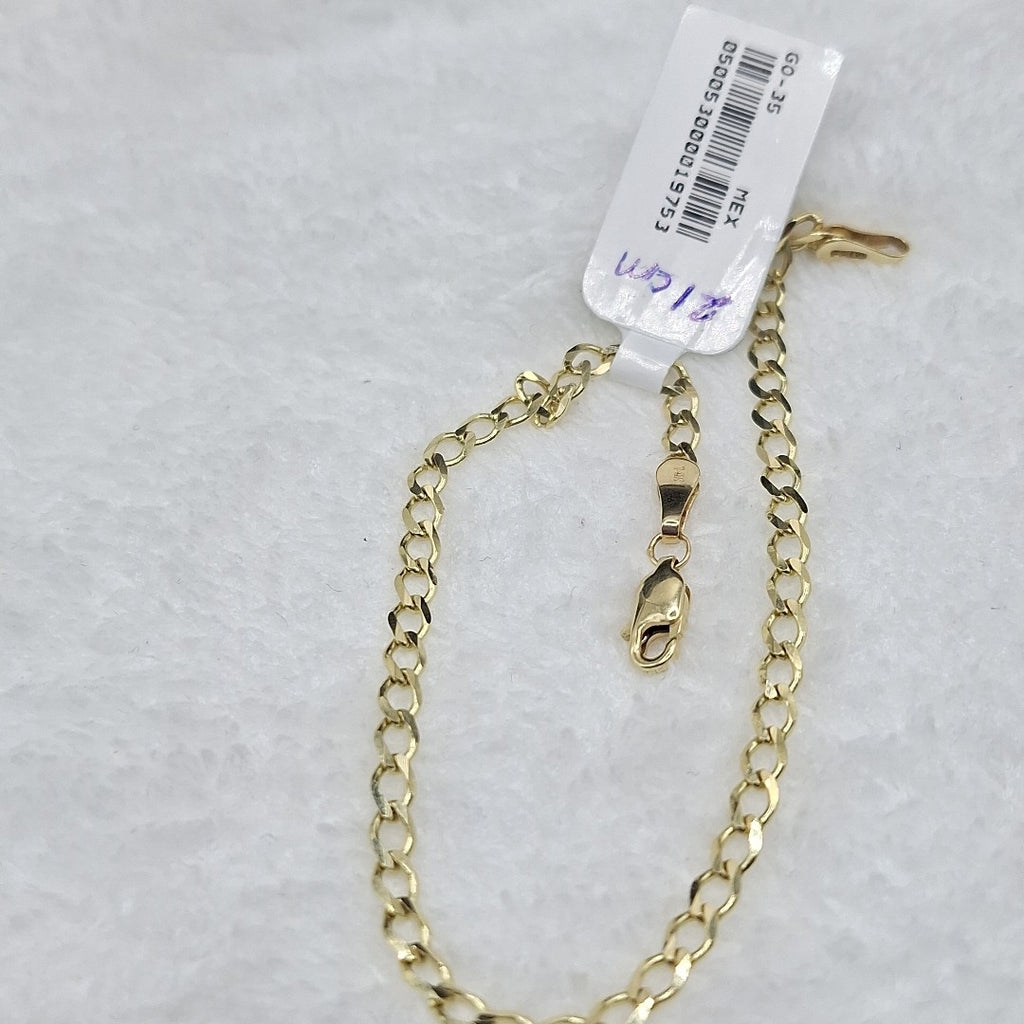 PULSERA TEJIDO BARBADA 14K 21 CM 3.9 GR (NUEVO)