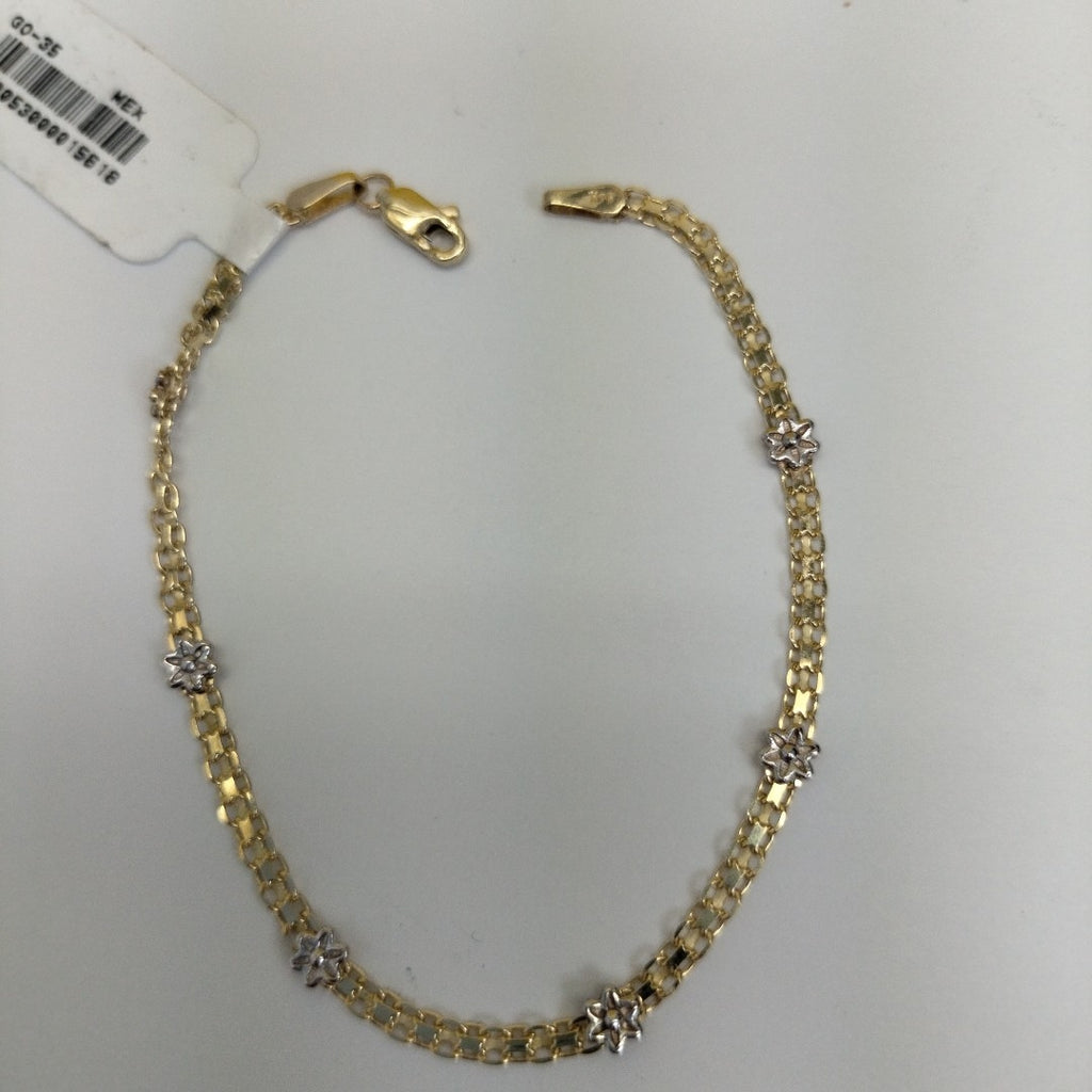 PULSERA ESPECIAL C FLORES 14K 18 CM 3 GR (NUEVO)