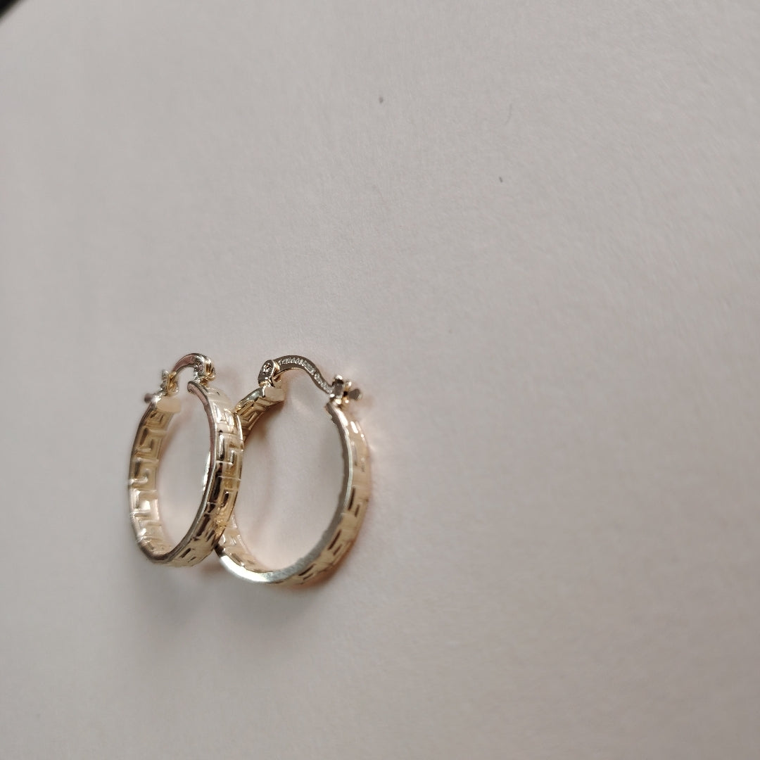 ARETES TEJIDO ARRACADAS TIPO GRECAS 14K 2 GR (NUEVO)