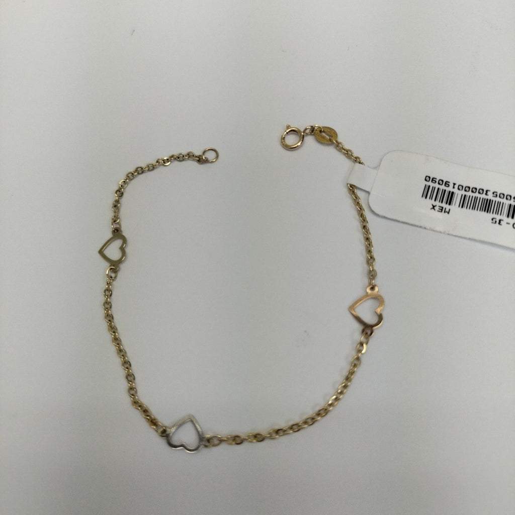 PULSERA ESPECIAL CON CORAZONES 14K 18 CM 1.3 GR (NUEVO)