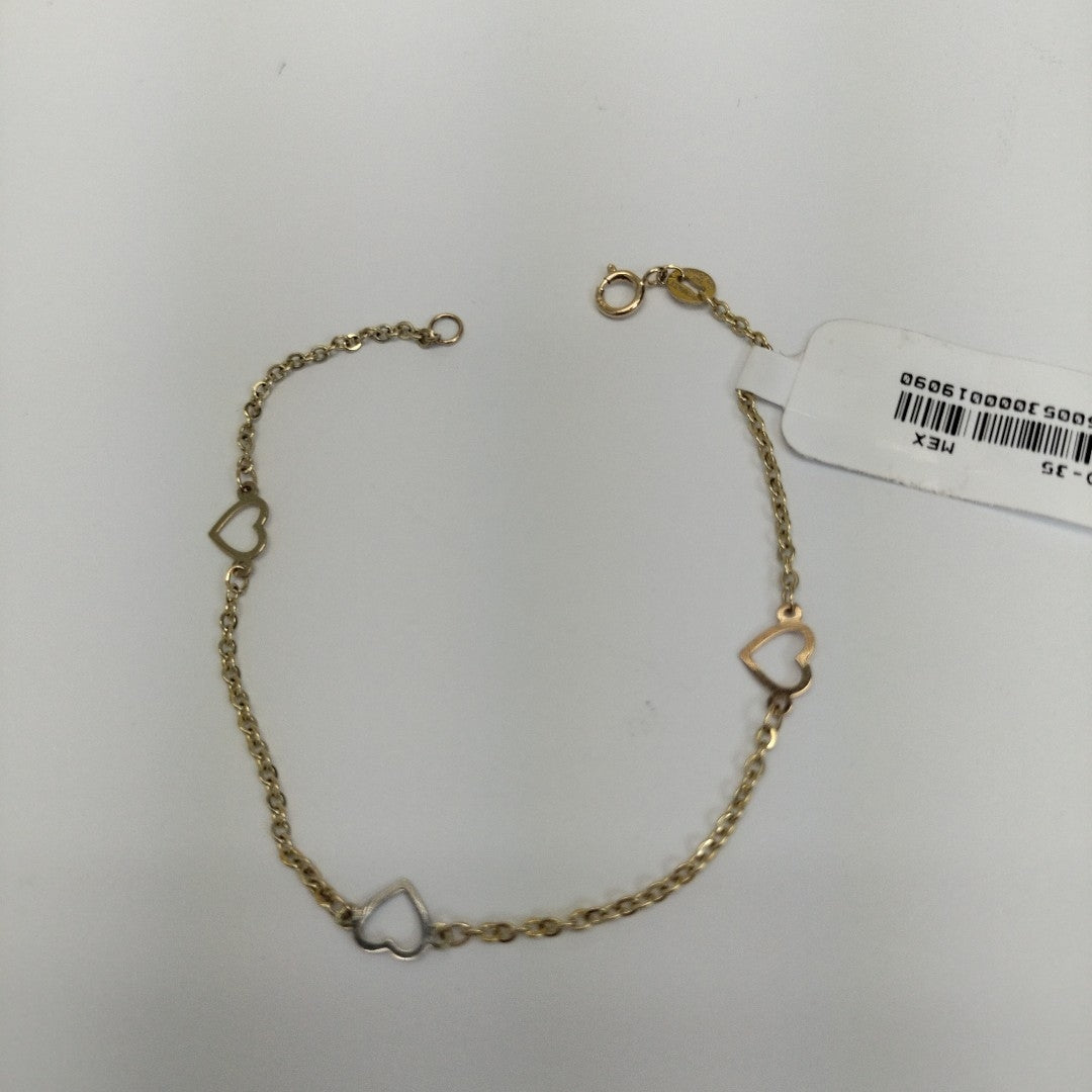 PULSERA ESPECIAL CON CORAZONES 14K 18 CM 1.3 GR (NUEVO)