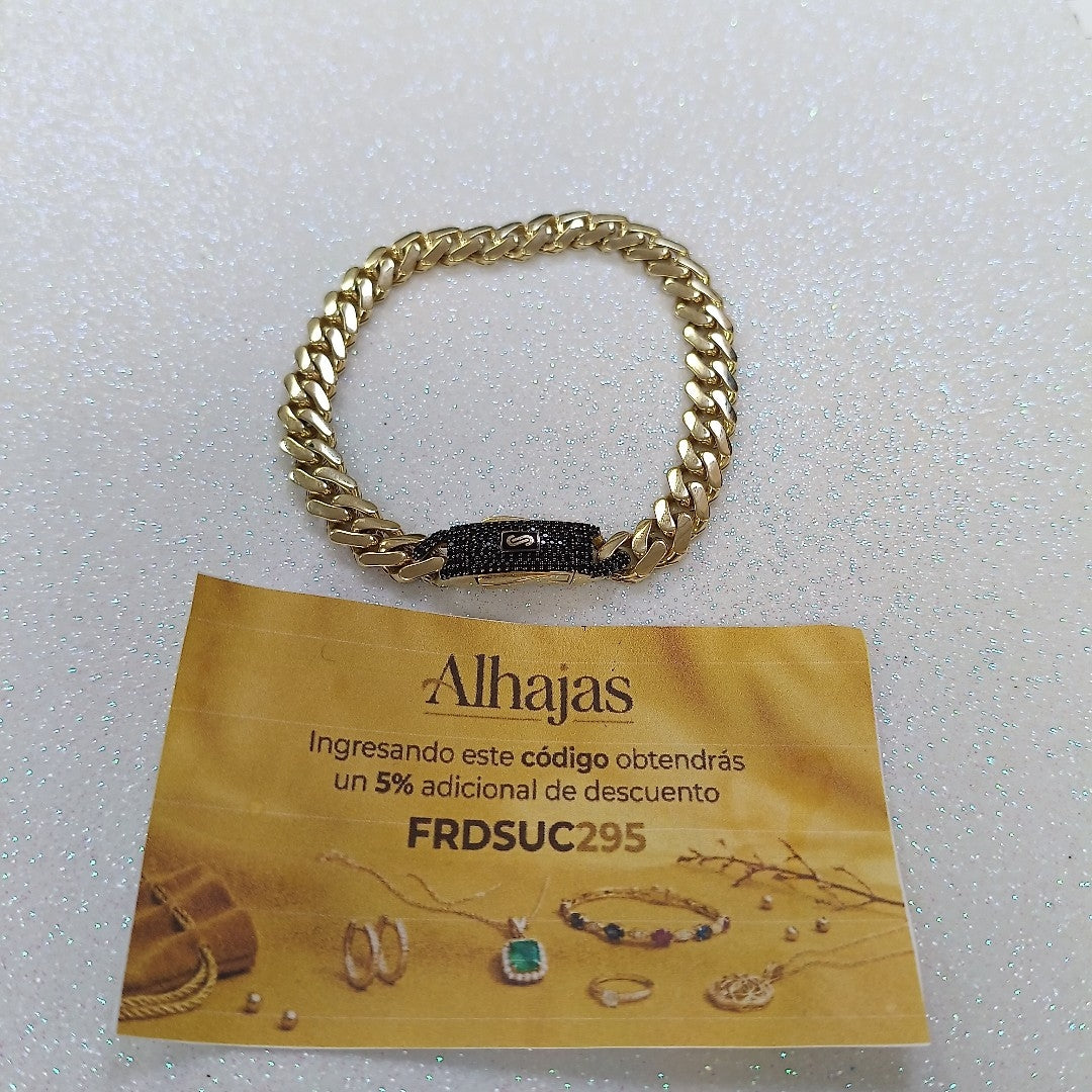 PULSERA CABALLERO MONACO ORO 10K 9.8 (NUEVO)