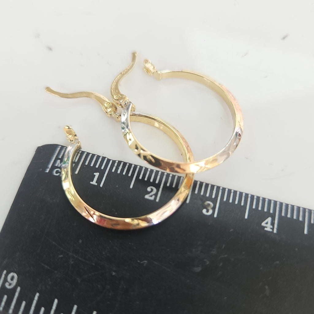 ARETES TEJIDO ARRACADAS BISELADAS COMBINADAS 14K 1.4 GR (NUEVO)