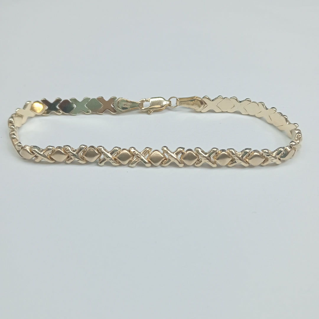 PULSERA ESPECIAL XOXO 14K 18 CM 6 GR (NUEVO)
