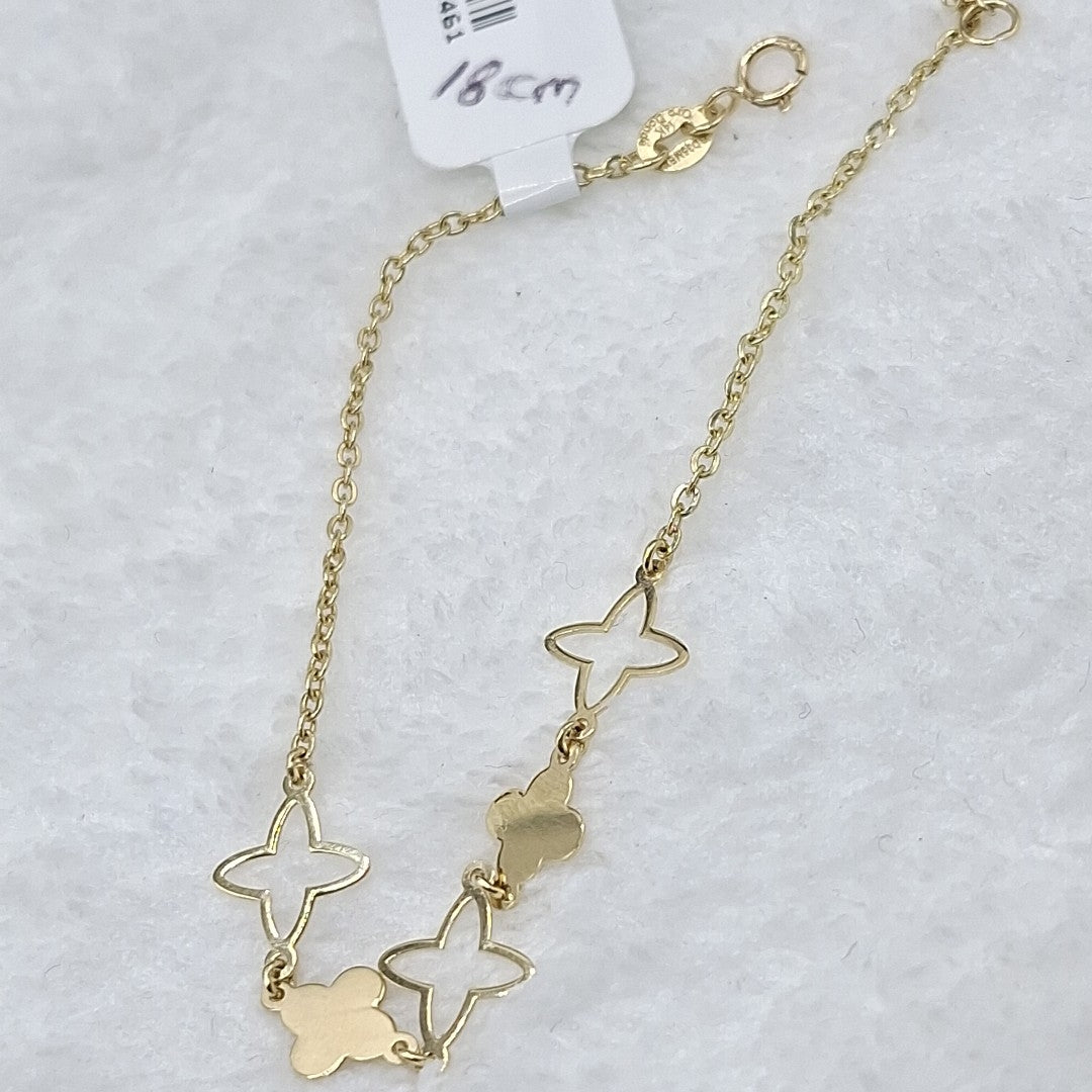 PULSERA TEJIDO ESP CON TREBOL 14K 18 CM 1.6 GR (NUEVO)