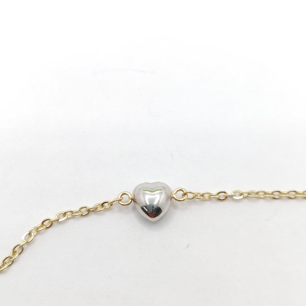 PULSERA ESP CON CORAZONES COMBINADOS 14K 18 CM 1.6 GR (NUEVO)
